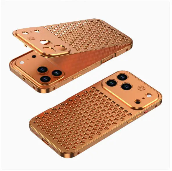 For iPhone 17 14 15 16 Pro Max Metal Heat Dissipation Phone Case Aluminum Alloy Aromatic Ultra-thin Shock-absorbing Back Cover