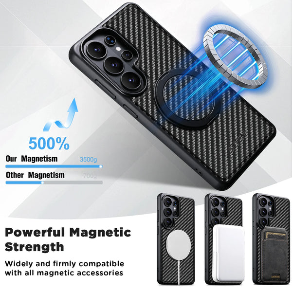 Mobile Phone Case Magnet Wireless Charging 360° Rotating Stand Faux Leather Ring Buckle For Samsung Galaxy S26 Ultra S25 S24 S23