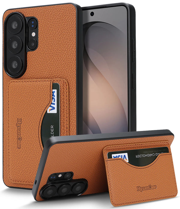 Card Slots Leather Case for Samsung Galaxy S26 Ultra S25 Plus S24 S23 S26U S25U S24U S23U Cards Holder Kickstand Phone Cover