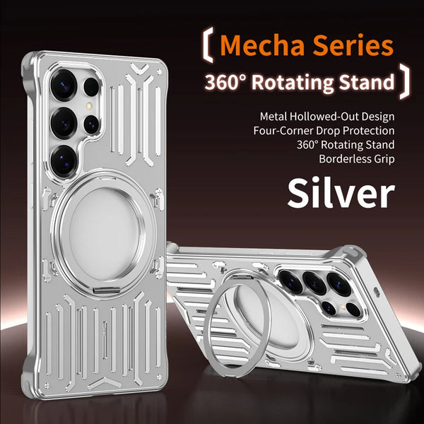 Case for Samsung Galaxy S23 S24 S25 S26 Ultra Borderless Aluminum Alloy Hollow Rotating Bracket Heat Dissipation Back Cover