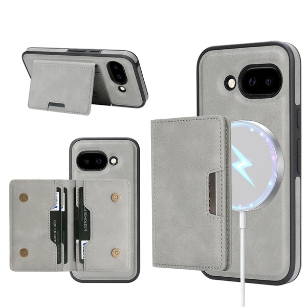 2 in 1 Magnetic Leather Case for Google Pixel 9 10 Pro 9A 9pro 10Pro XL Card Slots Cards Holder Wireless Charging Phone Cover