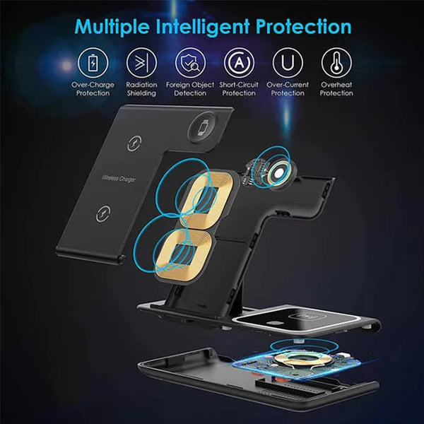 2025 Multifunction 3 in 1 Folding Wireless Chargers Station for iPhone 12/13/14/15/16/17 Pro Max Samsung Xiaomi Fast Charging