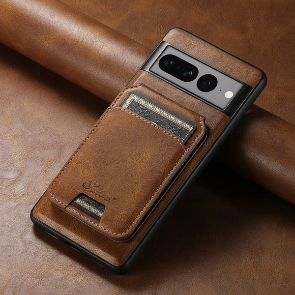 SUTENI Wireless Charging Faux Leather Magnet Card Holder Stand Picture frame Phone Case For Google Pixel 9 XL 8 Pro 7A 6