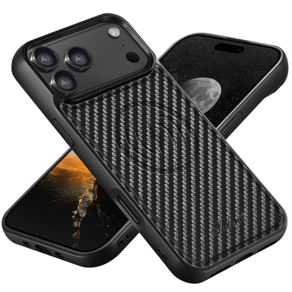 SUTENI Luxury Faux Leather Phone Case Wireless Charging Magnet Grid Texture For iPhone 17 Pro Max 16 Plus 15 14 13 12
