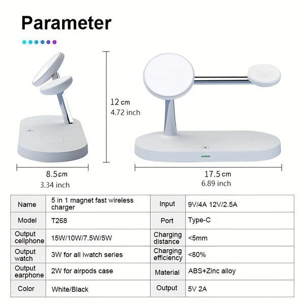 3 in 1 Wireless Charger Stand For iPhone 12/13/14/15/16/17 Fast Charging Station for Apple Watch 10 9 8 7 6 5 4 Airpods 2 3 Pro