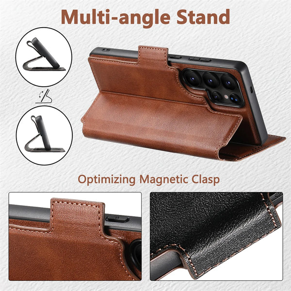 SUTENI Luxury 2 in 1 Detachable Magsafe Leather Case for Galaxy S26 Ultra S25U S24U S23U Wireless Charging Book Folio Flip Cover
