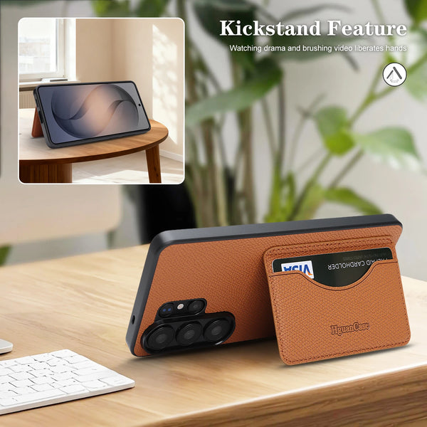 Card Slots Leather Case for Samsung Galaxy S26 Ultra S25 Plus S24 S23 S26U S25U S24U S23U Cards Holder Kickstand Phone Cover