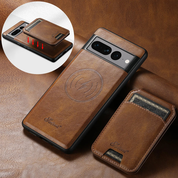 SUTENI Wireless Charging Faux Leather Magnet Card Holder Stand Picture frame Phone Case For Google Pixel 9 XL 8 Pro 7A 6