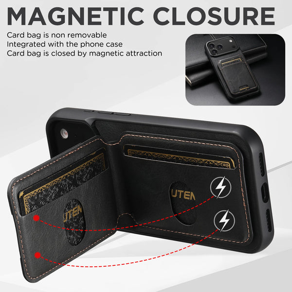 Wallet Kickstand SUTENI Luxury Leather Card Holder Cover For iPhone 17 16 15 14 13 12 11 Pro Plus X Xs XR Max Protective  Case