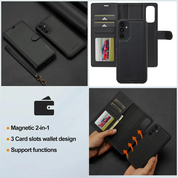 Magnetic Flip Leather Phone Case for Samsung Galaxy A17 5G A37 A57 A56 A36 A16 A55 A35 A15 A54 A14 S26 S25 FE Wallet Cards Cover