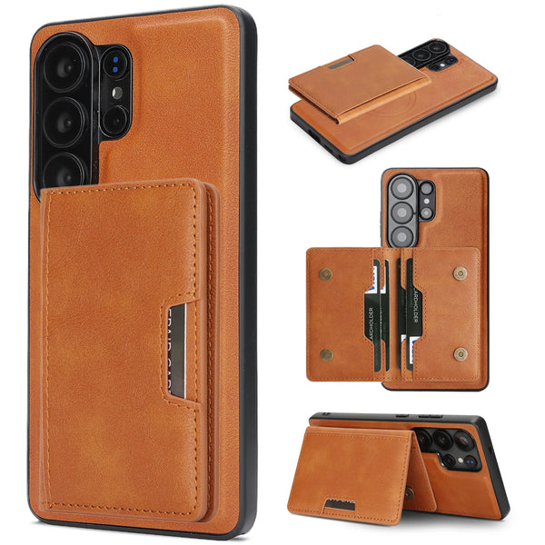 2 in 1 Leather Case for Samsung Galaxy S26 Ultra S25 Edge S24 Plus S23 5G S25U Kickstand Thin Cards Slots MagneticPhone Cover