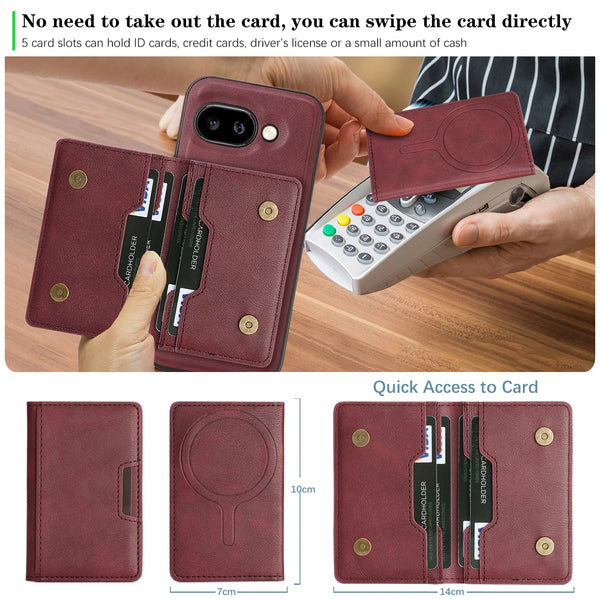 2 in 1 Magnetic Leather Case For Google Pixel 8 8A 8Pro 9 9Pro XL 10Pro 9A Pixel10 Wireless Charging Card Slots Phone Cover