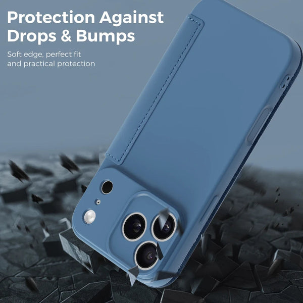Soft Silicone Flip Case for iphone Air 17 Promax 16 Pro Max 15 Plus 14 Pro 12 13 iphone17 iphone16 Cards Slot Holder Phone Cover