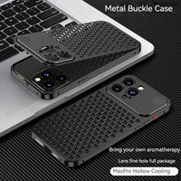 For iPhone 17 14 15 16 Pro Max Metal Heat Dissipation Phone Case Aluminum Alloy Aromatic Ultra-thin Shock-absorbing Back Cover