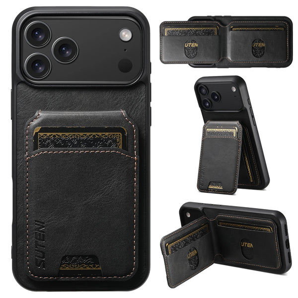 Wallet Kickstand SUTENI Luxury Leather Card Holder Cover For iPhone 17 16 15 14 13 12 11 Pro Plus X Xs XR Max Protective  Case