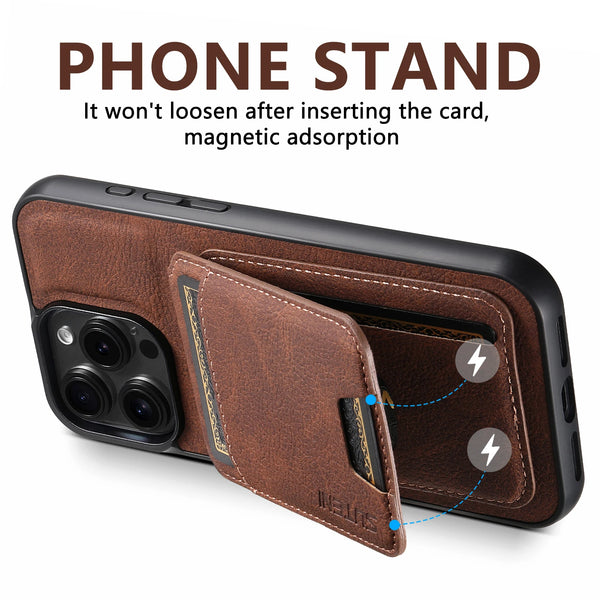 SUTENI Luxury Faux Leather Stand Card Holder Phone Case Frosted Feel For iPhone 17 Pro Max 16 Plus 15 14 13 12