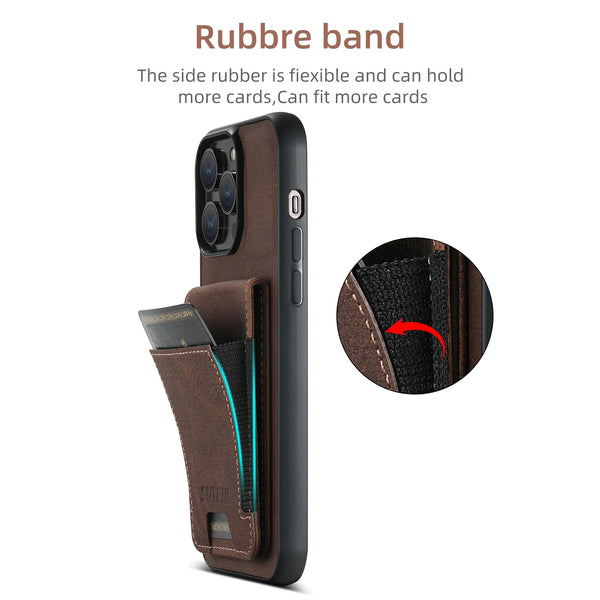 SUTENI Phone holster with card Wallet phone case PU leather For iPhone 17 Pro Max 16 15 Plus 13 12 11 XR Black/blue/brown