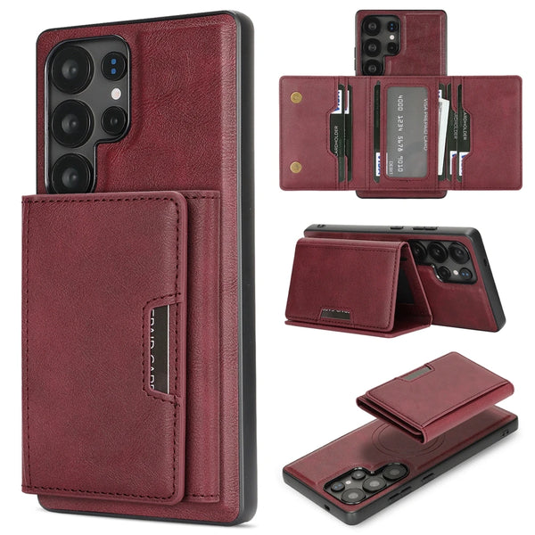 2 in 1 Magnetic Leather Case For Samsung Galaxy S25 + S25Edge S24 Ultra S23 Plus S25U S24U S23U 7 Card Slots Holder Phone Cover