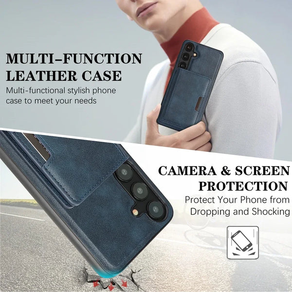 2 in 1 Magnetic Leather Case for Samsung Galaxy A16 A15 A14 A56 A55 A54 A53 A52 A36 A35 A34 4G 5G Cards Slots Bag Phone Cover