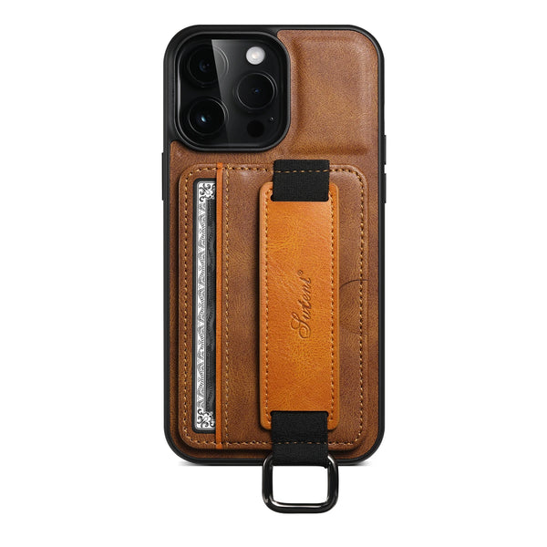 SUTENI Wrist strap Leather Wallet Phone Case For iPhone 16 Pro Max 15 Plus 14 13 Mini 12 Pro 11 X XS XR Card Slot Holder Cover