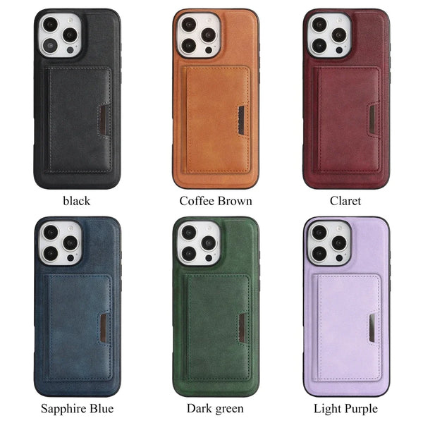 2 in 1 Magsafe Leather Case for Iphone 17 16 ProMax 15 Plus 14 Pro Max 13 12 16e iphone17 Air Kickstand Magnetic  Phone Cover