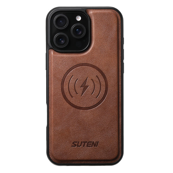 SUTENI Frosted Feel Faux Leather Magnet Wireless Charging Phone Case For iPhone 17 Pro Max 16 Plus 15 14 Pro 13 12