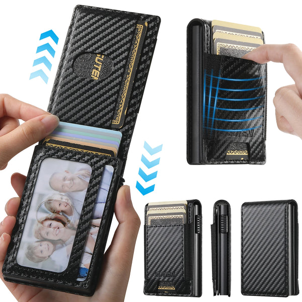 SUTENI Faux Leather For Men Wallet Card Slot Wallet Flip Cover Card Box Pressing The Button Automatically Ejects The Card