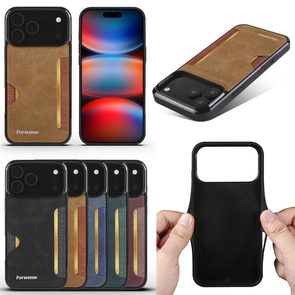Leather Case For Iphone 17 Air 16 Promax 15 Plus 14 Pro Max 13 12 mini 11 Iphone17 Iphone16 Card Slots Cards Holder Phone Cover