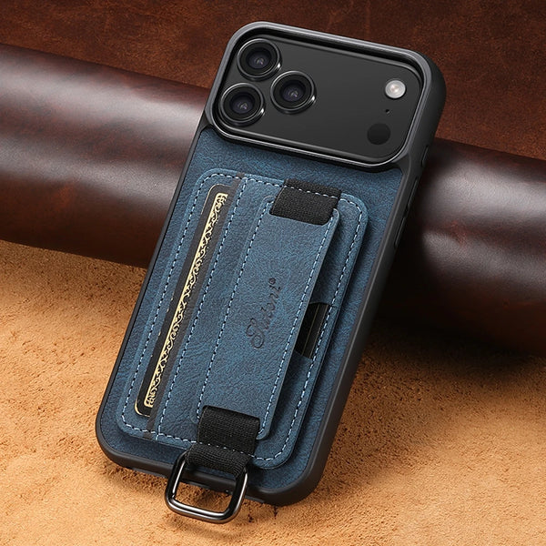 Leather Case For iPhone 17 Promax Air 16E 16 Pro Max 15 Plus 14 Pro 13 PM 12 iphone17 iphone 16 Card Slots hand Hold Phone Cover
