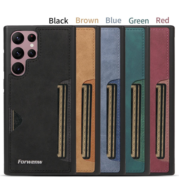Leather Case for Samsung Galaxy S25 Edge Ultra S24 Plus Fe S23 S22 S21 S20 S25U S24U S23U Card Slots Carder Holder Phone Cover