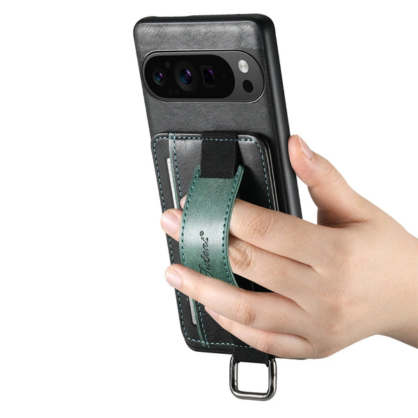Leather Case For Google Pixel 10 10Pro 9 9ro 8 8A 8Pro XL Pro 7 7A 7Pro Card Slots Cards Holder Hand Hold Wristband Phone Cover