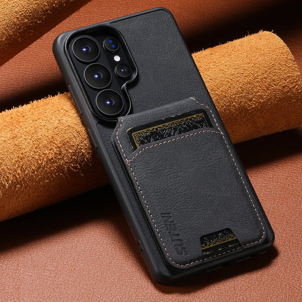 SUTENI Luxury Faux Leather Stand Card Holder Phone Case Feel For Samsung Galaxy S26 Ultra S25 Plus S24 S23