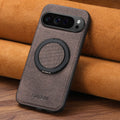 Faux Leather Magnet Wireless Charging Phone Case 360° Rotating Stand Ring Buckle Frosted Feel For Google Pixel 10 Pro XL 9 8A 7