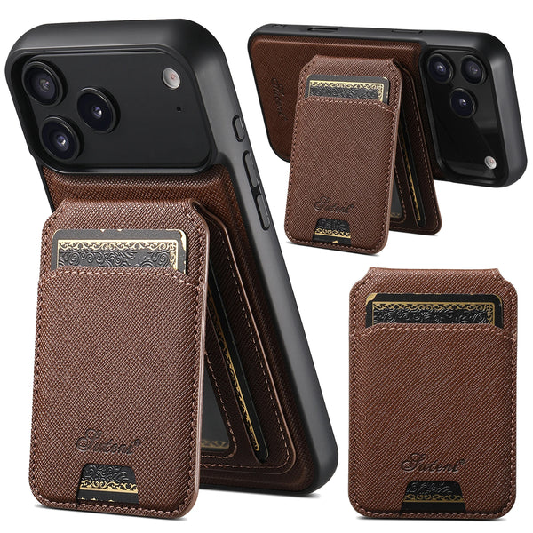 SUTENI Wireless Charging Phone Case Magnet Card Holder Photo Frame Bag Faux Leather For iPhone 17 Pro Max 16 Plus 15 14 13 12