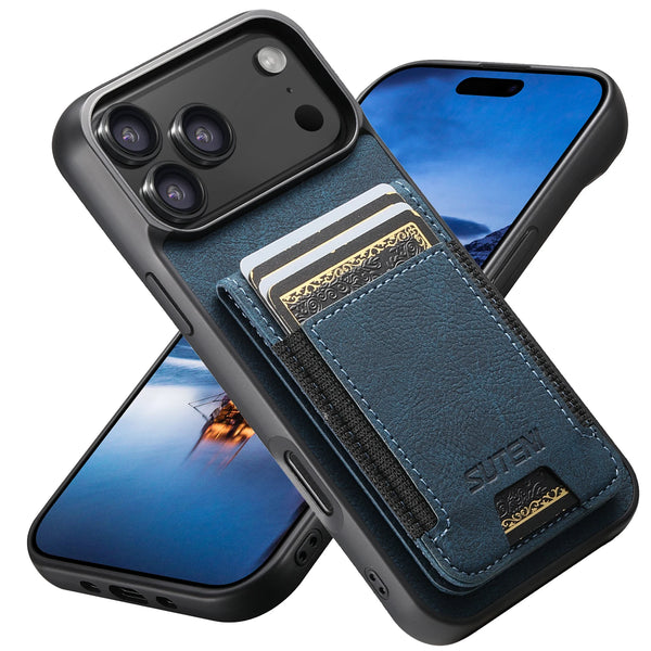 SUTENI brand Wallet Kickstand Leather Card Holder Cover For iPhone 17 16 15 14 13 12 11 Pro Plus X Xs XR Max Phone Case