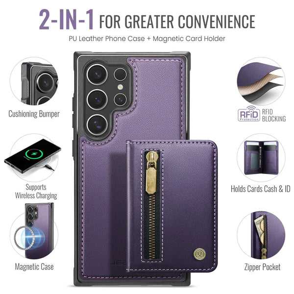 Magnetic Flip Leather Phone Case for Samsung Galaxy S26 Ultra S25 FE S24 Plus S23 S22 S21 5G Wireless Charging Wallet Card Cover