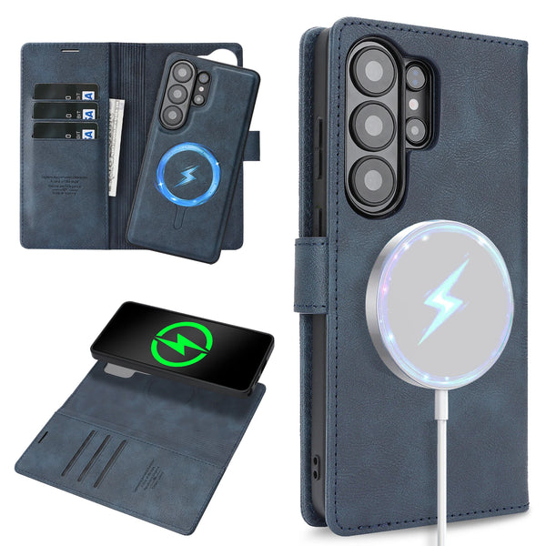 Detachable Leather Flip Case for Samsung Galaxy S26 S25 Ultra S24Plus S23 S26U S25U Wireless Charging Card Holder Phone Cover