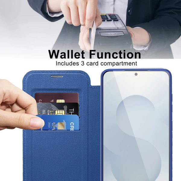Flip Case for Samsung Galaxy S25 Ultra Edge S24 Plus Fe S23 S22 Magnetic Wireless Charging Card Slots Card Holder Phone Cover