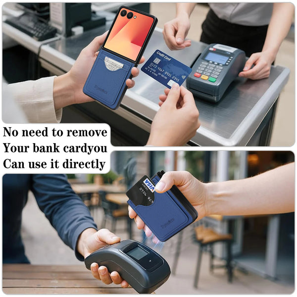 Leather Wallet Case for Samsung Galaxy Z Flip 7 6 5 4 3 Fe Flip7 Flip6 Flip5 Flip4 Flip3 Card Slots Holder Kickstand Phone Cover