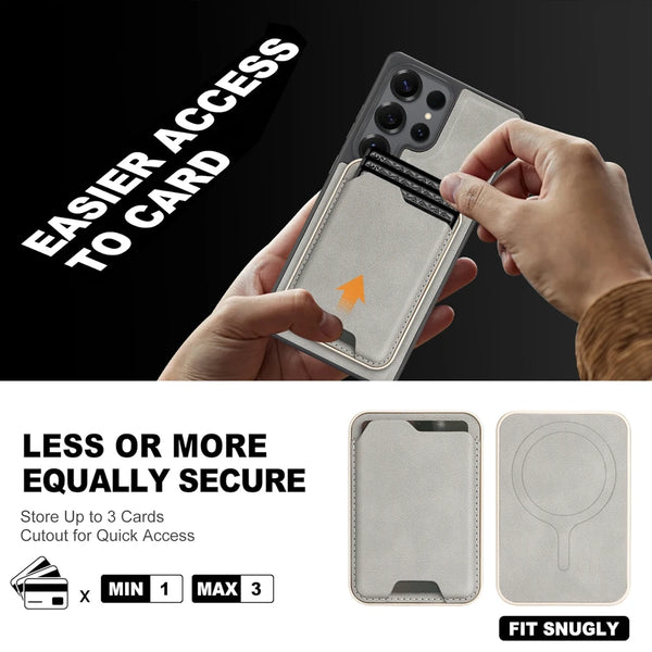 2 IN 1 Leather Phone Case for Samsung Galaxy S25 Ultra S24 Plus S23 + S25U Magnetic Ultra Thin Cards Holder Slots Phone Cover