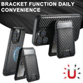 Carbon Fiber Leather 2-in-1 Magnetic Phone Case Card Holder Wallet MagSafe Wireless charging for iPhone 17ProMax 16Plus 15 14 13