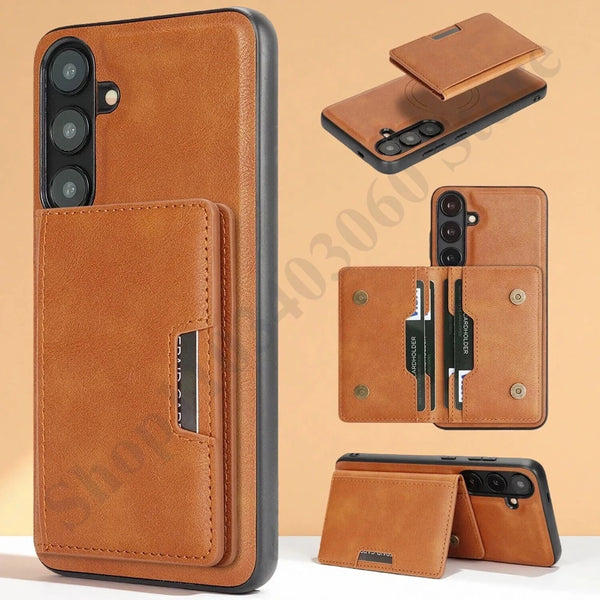 2 in 1 Leather Case for Samsung Galaxy A14 A15 A16 A17 A26 A34 A35 A36 A37 A52 A53 A54 A55 A56 A57 4G 5G Cards slots Phone Cover