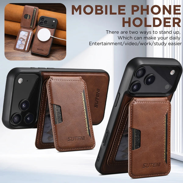 2 in 1 Leather Case For iPhone 17 Promax Air 16 Pro max 15 Plus 14 Pro 13 Pm 12 Cards Slots Holder Kickstand Phone Cover