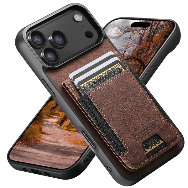 SUTENI brand Wallet Kickstand Leather Card Holder Cover For iPhone 17 16 15 14 13 12 11 Pro Plus X Xs XR Max Phone Case