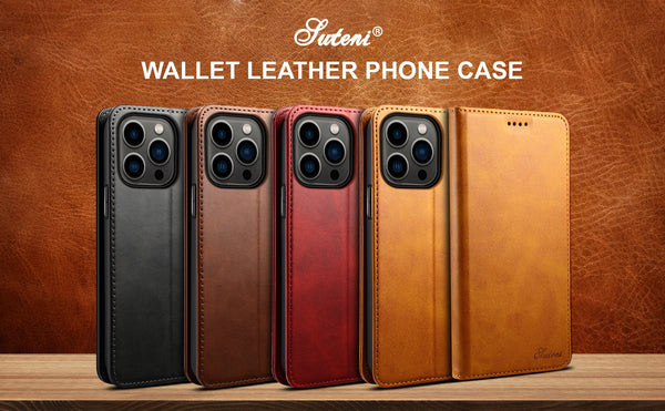 SUTENI Leather Wallet Phone Case Flip Cover Card Holder Bracket For iPhone 16 15 14 13 12 11 XR XS Pro Max Plus 7 8