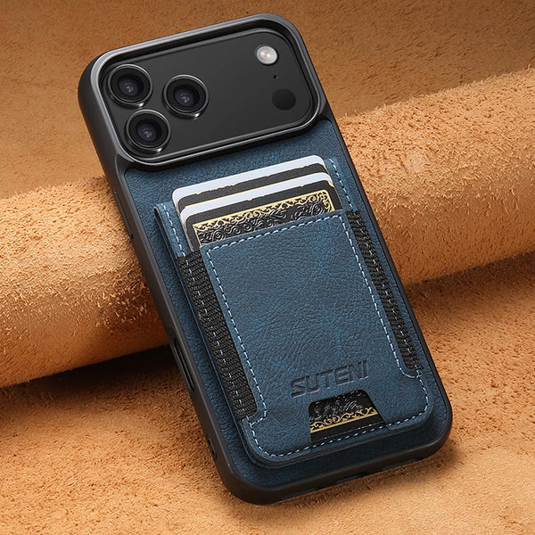 SUTENI Luxury Faux Leather Card Holder Stand Phone Case Frosted Feel For iPhone 17 Pro Max 16 Plus 15 14 13 12