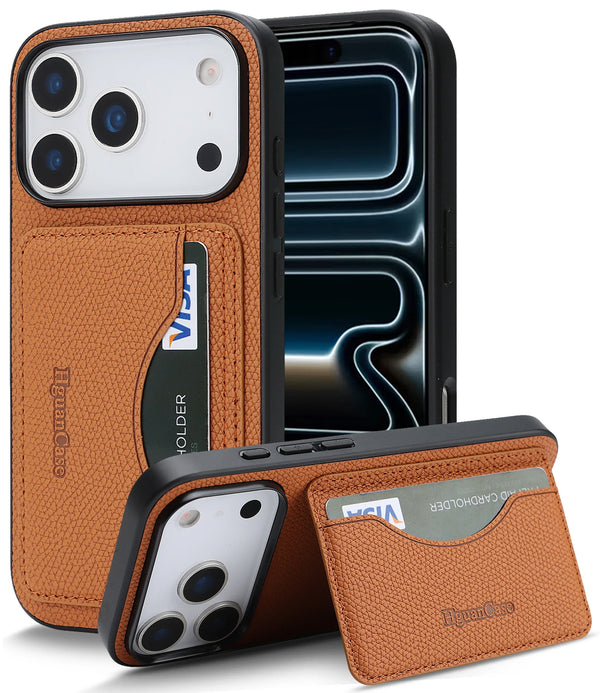 Leather Phone Case for Iphone 17 Promax 16 Pro Max 15 Plus 14 PM 13 12 17e 16e iphone17 Card Slots Holder Kickstand Phone Cover