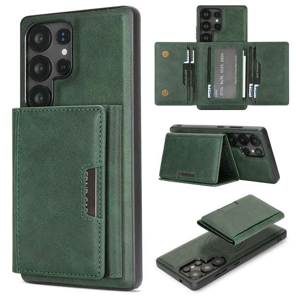 2 in 1 Magnetic Leather Case For Samsung Galaxy S25 + S25Edge S24 Ultra S23 Plus S25U S24U S23U 7 Card Slots Holder Phone Cover