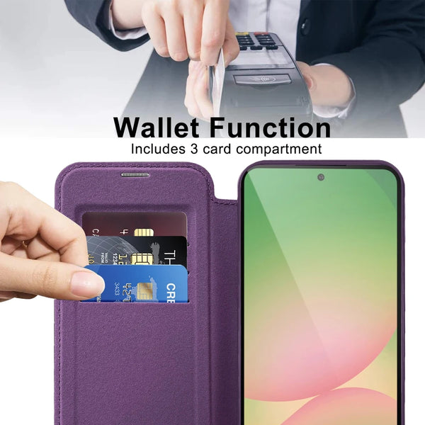 Wireless Charging Leather Case for Samsung Galaxy A05 A05S A07A06 A15 A16 A17 A26 A35 A36 A55 A56 Card Slots Holder Phone Cover