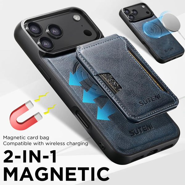 2 in 1 Leather Case For iPhone 17 Promax Air 16 Pro max 15 Plus 14 Pro 13 Pm 12 Cards Slots Holder Kickstand Phone Cover